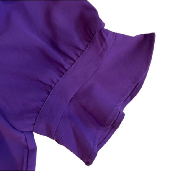 Unbranded Purple Shift Dress Easy Care Pull On V-Neck Short Ruffle Sleeve Size L - Picture 6 of 9